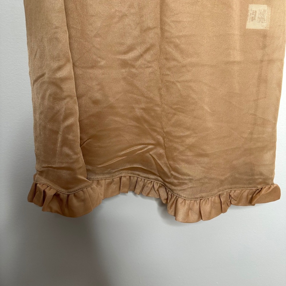 Antoine‎ & Lili Women's APACHE Slip Dress Sheer Ruffle Hem Tan Size 2 - Picture 2 of 7